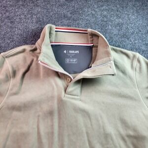 Fourlaps Mens Tan Quarter Zip Pullover Sweatshirt Size L 4 RE UP Fabric